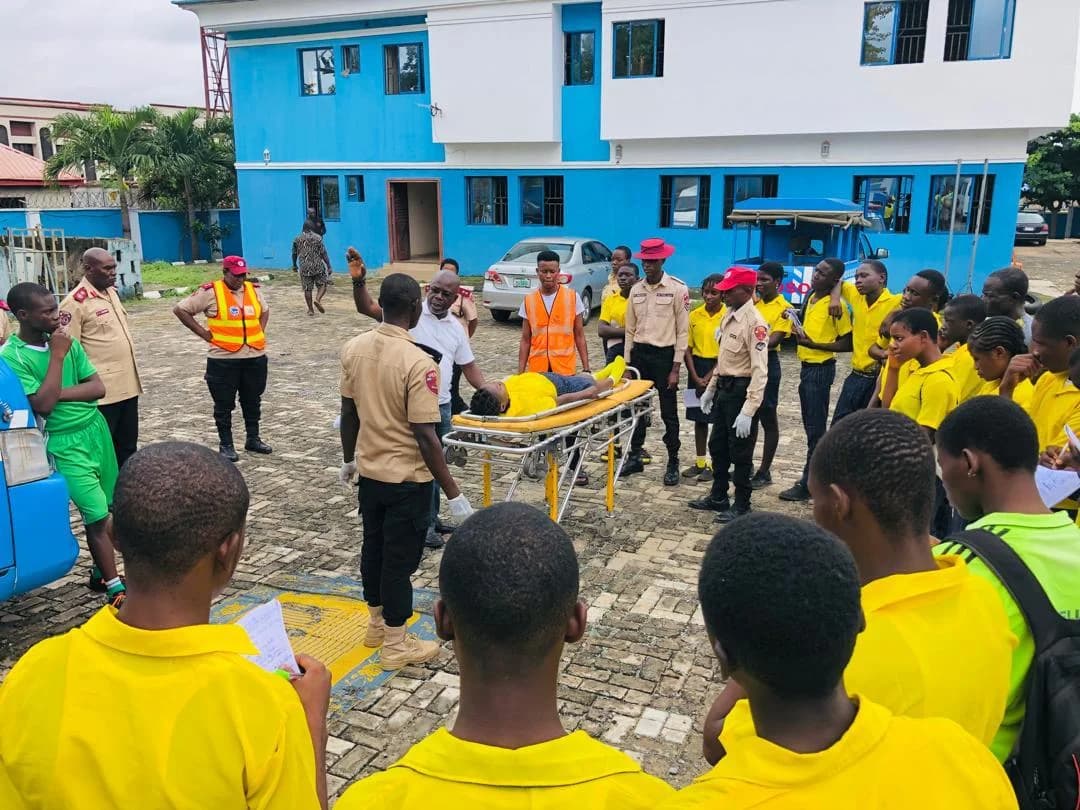 Goodnews students taking part in a practical road safety demonstration
