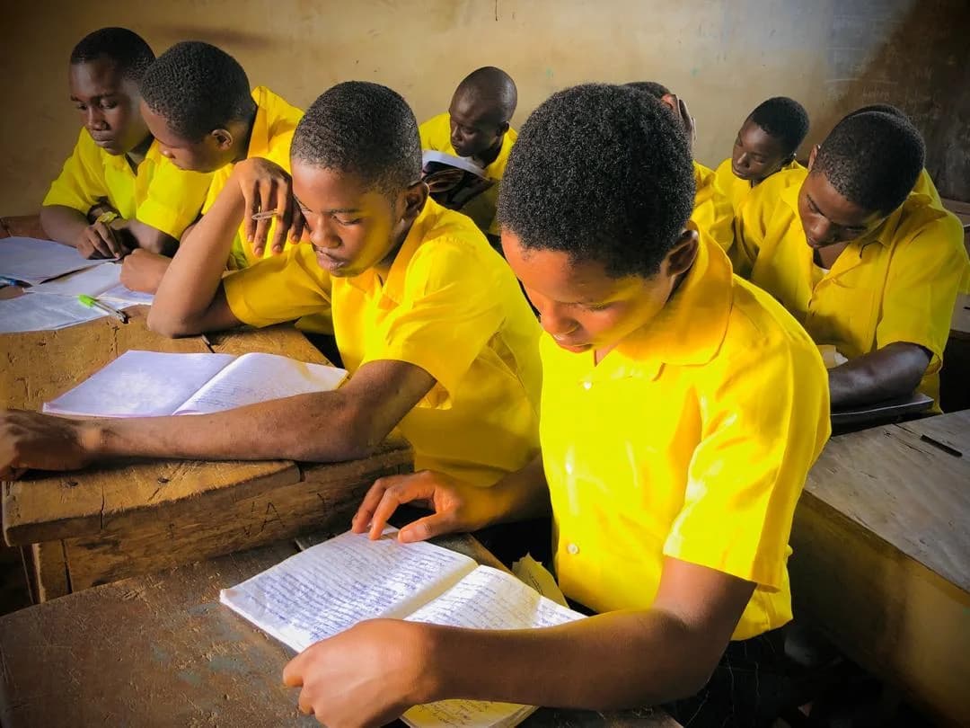 Students reading during class
